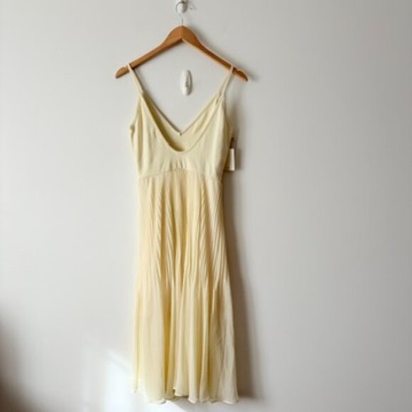 Aritzia Wilfred Daphnee Pleated Skirt Midi Dress NWT Mellow Yellow Size Small - Picture 8 of 9